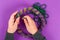 DIY wreath Mardi Gras, Fat Tuesday purple background