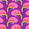 Dizziness background. Brain vomit rainbow pattern seamless. Brains retching cartoon texture