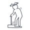 Dizziness elderly man icon. Medical sign simple line illustration