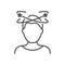 Dizziness, Migraine, Headache, Distracted Head Linear Pictogram. Front View. Man Feel Dizzy Line Icon. Tired Man with