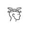 Dizziness outline icon. Graphic pictogram of man with vertigo symptom of migraines, high blood presure, colds, flu