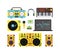 Dj Audio Music Equipment Set. Vector