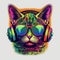 DJ Cat Wearing Sunglasses and Headphones. Generative AI