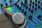 DJ Console with microphone closeup, 3D rendering