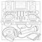 DJ console, microphone, headphones, laptop and speakers.Coloring book antistress for children and adults.