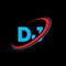 DJ D J letter logo design. Initial letter DJ linked circle uppercase monogram logo red and blue. DJ logo, D J design. dj, d j