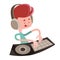 Dj playing music beats illustration cartoon character