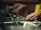 DJ scratch vinyl records on turntable records player