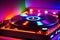 DJ Turntables Neon Sketch, colorful light, generative ai