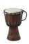Djembe. African percussion. Handmade wooden drum with goat