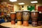 djembe drums arranged for kwanzaa dance rehearsal