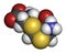 Djenkolic acid molecule. Toxic amino acid found in djenkol beans. 3D rendering. Atoms are represented as spheres with conventional