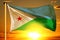 Djibouti flag weaving on the beautiful orange sunset with clouds background