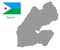 Djibouti map with flag.
