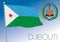 Djibouti Republic flag and coat of arms