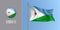 Djibouti waving flag on flagpole and round icon vector illustration