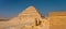 Djoser Step Pyramid the first pyramid built in Egypt, Saqqara, Lower Egypt. Panoramic banner portion