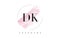 DK D K Watercolor Letter Logo Design with Circular Brush Pattern