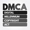 DMCA - Digital Millennium Copyright Act acronym, technology concept background