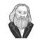 Dmitri Mendeleev sketch vector illustration