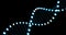 DNA 3D loop, gene helix spiral, chromosome molecule cell of blue light on black background. DNA molecule for molecular genome