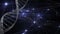 DNA animation on a dark background with light connections