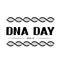 DNA day hand lettering isolated on white. Helix of human DNA molecule. Science concept typography poster. Easy to edit vector