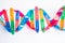 DNA or Deoxyribonucleic acid is a double helix chains structure formed by base pairs attached to a sugar phosphate backbone