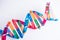 DNA or Deoxyribonucleic acid is a double helix chains structure formed by base pairs attached to a sugar phosphate backbone