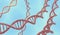 DNA double helix molecules on blue background. 3D rendered illustration