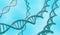 DNA double helix molecules on blue background. 3D rendered illustration