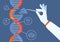 Dna engineering. Genome crispr cas9, gene mutation code modification. Human biochemistry and chromosomes research vector