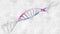 Dna helix, computer analysis and testing. Genetic instructions used for the growth of living organisms. Drawing