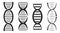 DNA helix icon. Symbol of genome structure. Black silhouette shape isolated on white background