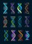 DNA helix isolated icons, genetics, biotechnology