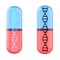 Dna helix in red and blue capsule