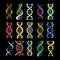 DNA helix symbol of spiral human gene cell vector color icons set