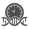 DNA human clock solid icon, human health concept, dna with alarm clock sign on white background, dna time icon in glyph