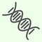 DNA line icon. Deoxyribonucleic acid chain molecule with formula outline style pictogram on white background. Anatomy