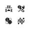 DNA manipulation black glyph icons set on white space