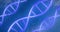 DNA molecule chains rotate on blue background