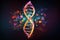 DNA molecule on dark background. 3d illustration. Science concept, code of genetic human Spiral DNA polygonal, AI Generated