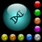 DNA molecule icons in color illuminated glass buttons