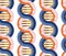 DNA molecule seamless vector background. Repeating pattern Spiral genetic dna strands medical icon. Helix structure symbol. DNA