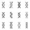 DNA molecule structure, gene spirals glyph icons set