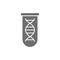 DNA molecule in test tube grey icon.