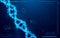 DNA and molecules interface virtual future technology system health and care info concept on blue background