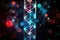 dna molecules in a test tube with glowing data symbols