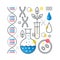 DNA research, Biotechnology, Genetic analysis vector concept in trendy line with gradient flat color.