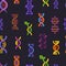 DNA seamless pattern vector genetic sign with genome or gene in biology medical research and DNAse or DNAbinding